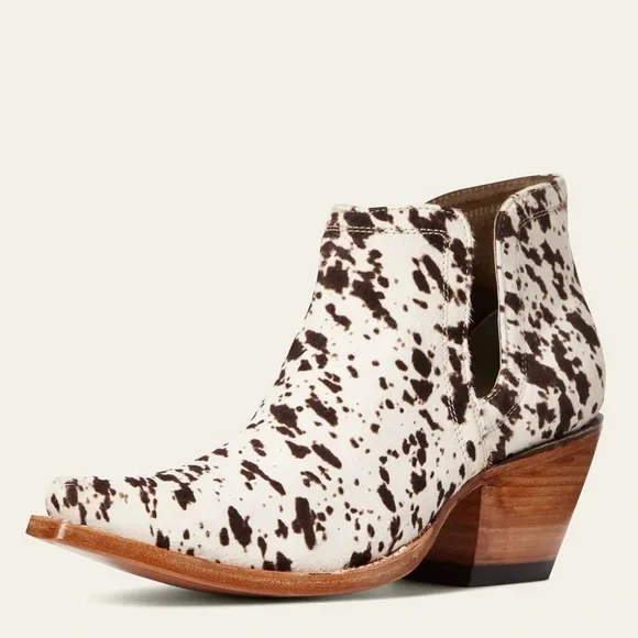 NEW Ariat Women's Brown/White Calf Hair Dixon Snip Toe Bootie 9B - Picture 9 of 9